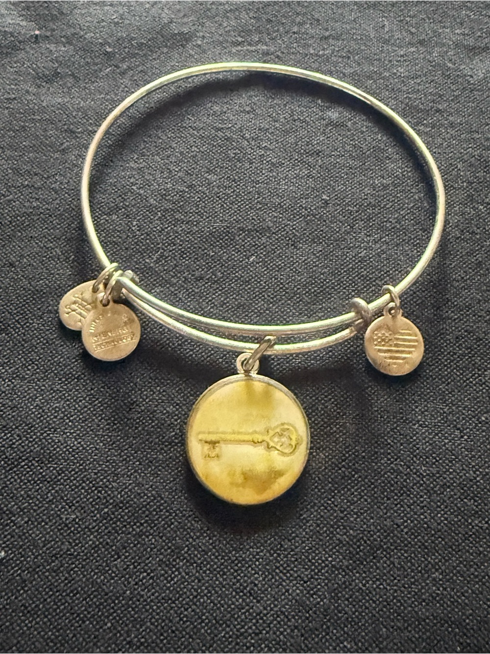 Alex and Ani skeleton Key Charm silver tone Bangle Bracelet